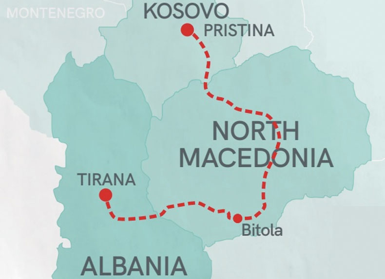 Map showing Balkan countries