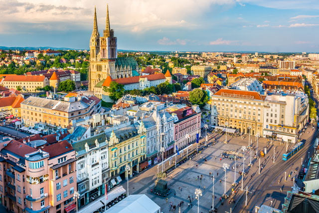 Aerial view of Zagrab, Croatia capital