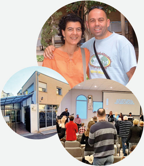Photos (top to bottom): Eva and Danijel Mrsic; Good News Church today; Josipa and Vjeko Mrsic
