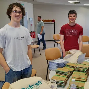 Volunteers with the delegate packs