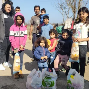 Delivering food parcels in Serbia