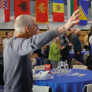 Simon Blanchflower worships with other supporters at the conference